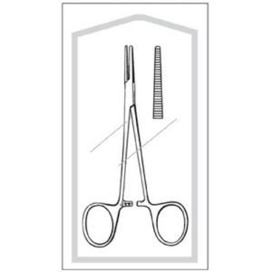 Mosquito Forceps Econo Sterile Halsted 5 Inch Length Floor / Office Grade Pakistani Stainless Steel Sterile Locking Finger Ring Handle Straight Serrated Tips