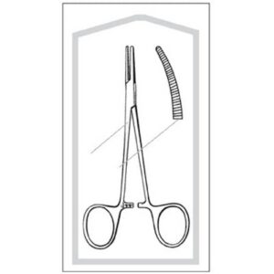 Mosquito Forceps Econo Sterile Halsted 5 Inch Length Floor / Office Grade Pakistani Stainless Steel Sterile Locking Finger Ring Handle Curved Serrated Tips