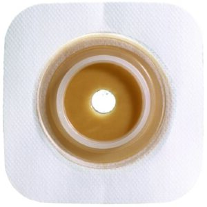 Ostomy Barrier Sur-Fit Natura Precut, Standard Wear Stomahesive Adhesive 45 mm Flange Sur-Fit Natura System Hydrocolloid 1-1/8 Inch Opening 4 X 4 Inch