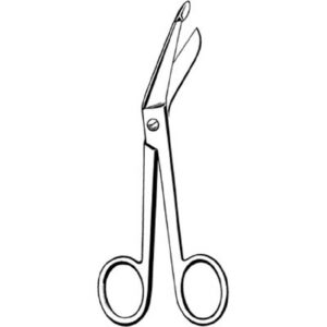 Bandage Scissors Econo Lister 5-1/2 Inch Length Floor / Office Grade Pakistani Stainless Steel NonSterile Finger Ring Handle Angled Blunt Tip / Blunt Tip