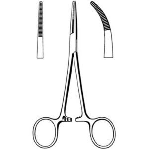 Hemostatic Forceps Econo Kelly 5-1/2 Inch Length Floor / Office Grade Pakistani Stainless Steel NonSterile Locking Finger Ring Handle Straight Serrated Tips