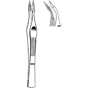 Splinter Forceps Merit Carmalt 4-1/2 Inch Length Floor / Office Grade Pakistani Stainless Steel NonSterile NonLocking Thumb Handle Curved Fine, Pointed Serrated Tips with Groove