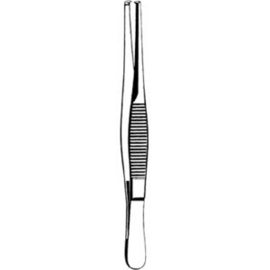 Tissue Forceps Econo 4-1/2 Inch Length Floor / Office Grade Pakistani Stainless Steel NonSterile NonLocking Thumb Handle Straight 1 X 2 Teeth