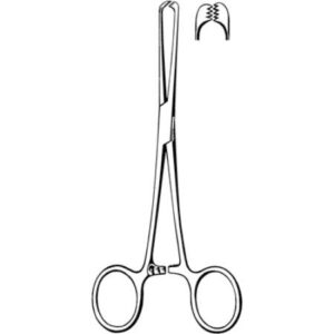 Tissue Forceps Econo Allis 6 Inch Length Floor / Office Grade Pakistani Stainless Steel NonSterile Locking Finger Ring Handle Straight 4 X 5 Teeth