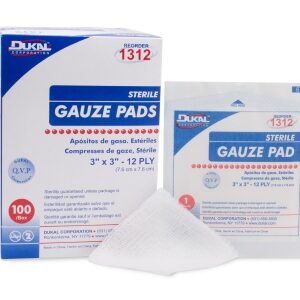 Gauze Sponge Dukal 3 X 3 Inch 12-Ply Sterile 1 per Pack