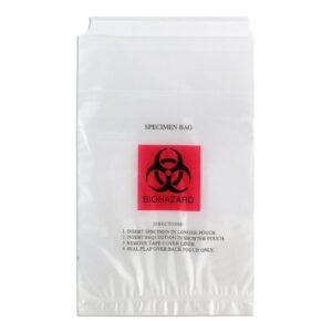 Specimen Transport Bag with Document Pouch 6 X 10 Inch Adhesive Closure Biohazard Symbol NonSterile