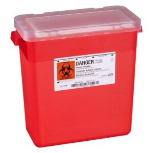 Sharps Container Bemis Sentinel Translucent Red Base 13-1/2 H X 13-7/8 L X 6-7/8 W Horizontal Entry 3 Gallon