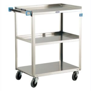 Utility Cart Stainless Steel 16.25 X 27.5 X 32.125 Inch Silver 15-1/2 X 22 Inch Shelves