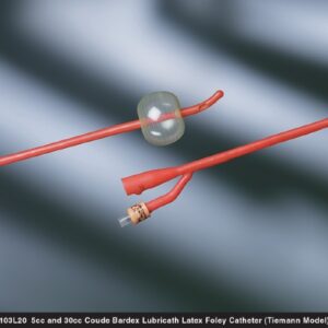 Foley Catheter Bardex Lubricath 2-Way Coude Tip 30 cc Balloon 20 Fr. Hydrophilic Polymer Coated Latex