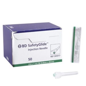 Safety Hypodermic Needle SafetyGlide 1-1/2 Inch Length 21 Gauge Thin Wall Sliding Safety Needle