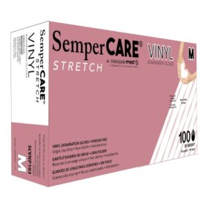 Exam Glove SemperCare Vinyl Medium NonSterile Stretch Vinyl Standard Cuff Length Smooth Ivory Not Rated