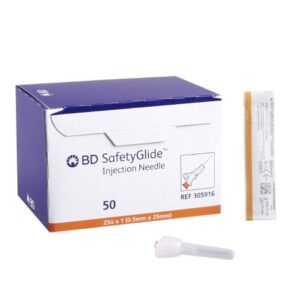 Safety Hypodermic Needle SafetyGlide 1 Inch Length 25 Gauge Thin Wall Sliding Safety Needle