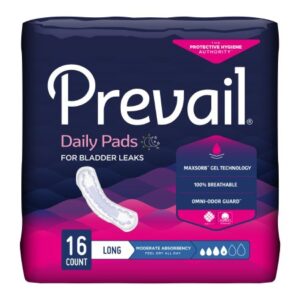 Bladder Control Pad Prevail Daily Pads 11 Inch Length Moderate Absorbency Polymer Core One Size Fits Most