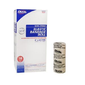 Elastic Bandage Dukal 4 Inch X 5 Yard Clip Detached Closure Tan NonSterile Standard Compression