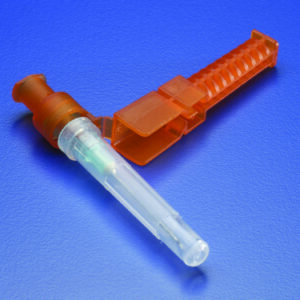 Safety Hypodermic Needle Needle-Pro 5/8 Inch Length 25 Gauge Regular Wall Hinged Safety Needle