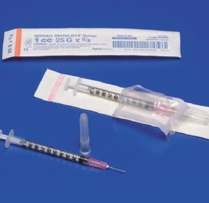 Standard Tuberculin Syringe with Needle Monoject 1 mL 3/8 Inch 26 Gauge NonSafety Regular Wall