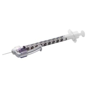Safety Allergy Tray SafetyGlide 1 mL 1/2 Inch 27 Gauge Sliding Safety Needle Regular Wall