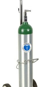 D or E Oxygen Cylinder Cart Chrome Plated Steel Silver