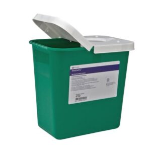 Non-Infectious Waste Container EnviroStar Green Base 17-3/4 H X 11 W X 15-1/2 D Inch Vertical Entry 8 Gallon