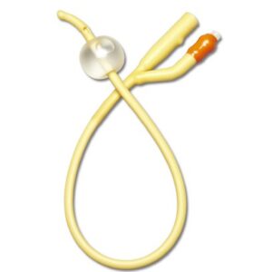 Foley Catheter Medline 2-Way Coude Tip 10 cc Balloon 18 Fr. Elastomer Coated Silicone