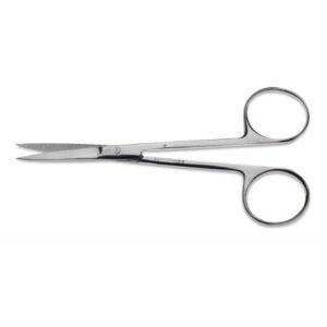Iris Scissors 4-1/2 Inch Length Floor / Office Grade Pakistani Stainless Steel Sterile Finger Ring Handle Straight Sharp Tip / Sharp Tip