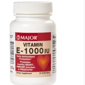 Vitamin Supplement Major Vitamin E 1,000 IU Strength Capsule 100 per Bottle