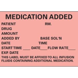 Pre-Printed Label Timemed Anesthesia Label Fluorescent Red Paper Medication Added Black Medication Instruction 1-3/4 X 2-1/2 Inch