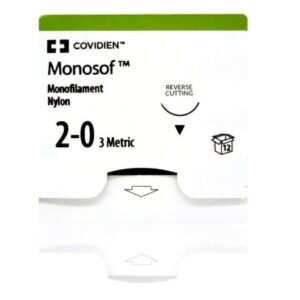 Nonabsorbable Suture with Needle Monosof Nylon C-15 3/8 Circle Reverse Cutting Needle Size 2-0 Monofilament