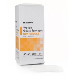 Gauze Sponge McKesson 4 X 4 Inch 12-Ply NonSterile 200 per Pack