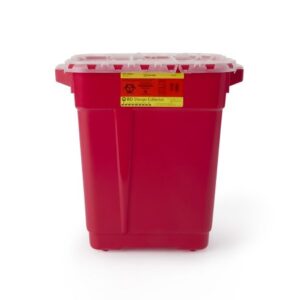 Sharps Container BD Red Base 18-1/2 X 17-3/4 X 11-3/4 Inch Vertical Entry 9 Gallon