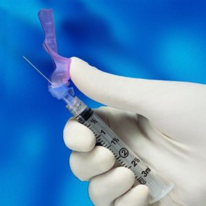 Safety Hypodermic Needle Eclipse 1-1/2 Inch Length 21 Gauge Thin Wall Hinged Safety Needle