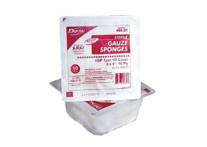 Gauze Sponge Dukal 4 X 4 Inch 16-Ply Sterile X-Ray Detectable 10 per Pack