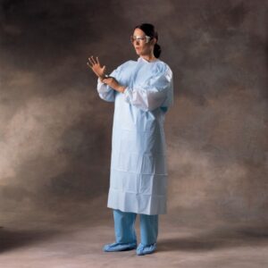 Protective Procedure Gown X-Large Blue NonSterile ASTM F1671 Disposable