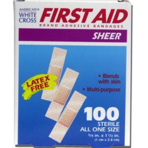 Adhesive Strip American White Cross 3/8 X 1-1/2 Inch Plastic Rectangle Tan Sterile