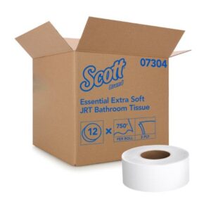 Toilet Tissue Scott Essential Extra Soft JRT White 2-Ply Jumbo Size Cored Roll Continuous Sheet 3-11/20 Inch X 750 Foot