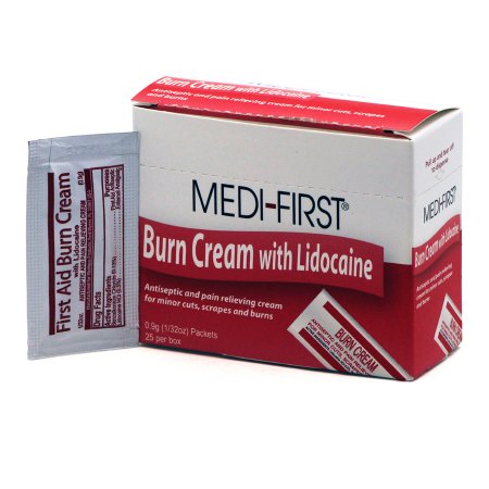 Burn Relief BZK (Benzalkonium Chloride) / Lidocaine HCl Medi-First Cream 0.9 Gram Individual Packet