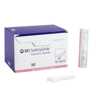 Safety Hypodermic Needle SafetyGlide 1-1/2 Inch Length 18 Gauge Thin Wall Sliding Safety Needle