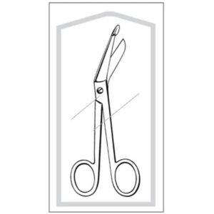 Bandage Scissors Econo Sterile Lister 5 Inch Length Floor / Office Grade Pakistani Stainless Steel Sterile Finger Ring Handle Angled Blunt Tip / Blunt Tip