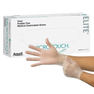 Exam Glove Micro-Touch Elite Medium NonSterile Stretch Vinyl Standard Cuff Length Smooth Ivory Not Rated