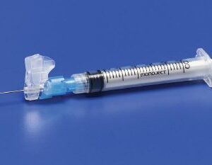 Safety Hypodermic Syringe with Needle Magellan 3 mL 1-1/2 Inch 21 Gauge Sliding Safety Needle Regular Wall