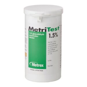 Glutaraldehyde Concentration Indicator MetriTest 1.5% Pad 60 Test Strips Bottle Single Use