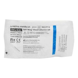 Saf-T Wing Blood Collection Set with Holder 23 Gauge 3/4 Inch Needle Length Safety Needle 12 Inch Tubing Sterile