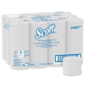 Toilet Tissue Scott Essential White 2-Ply Standard Size Coreless Roll 1000 Sheets 3-9/10 X 4 Inch