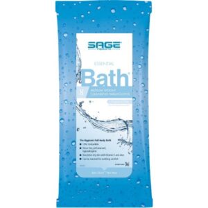 Rinse-Free Bath Wipe Essential Bath Medium Weight Soft Pack Unscented 8 Count