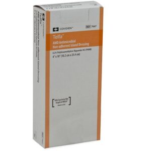 Antimicrobial Island Dressing Telfa AMD 4 X 8 Inch Rectangle Sterile Film Backing
