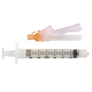 Safety Hypodermic Syringe with Needle Eclipse 3 mL 1 Inch 25 Gauge Hinged Safety Needle Regular Wall