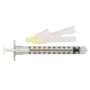 Safety Hypodermic Syringe with Needle Eclipse 1 mL 1/2 Inch 30 Gauge Hinged Safety Needle Thin Wall