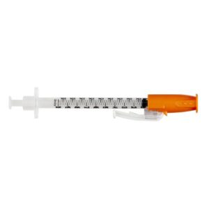 Safety Insulin Syringe with Needle SafetyGlide 1 mL 1/2 Inch 29 Gauge Sliding Safety Needle Regular Wall