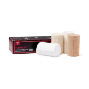 4 Layer Compression Bandage System FourFlex Multiple Sizes Self-Adherent / Tape Closure Tan / White NonSterile 30 to 40 mmHg
