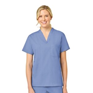 Scrub Shirt Large Ceil Blue 2 Pockets Short Sleeve Unisex